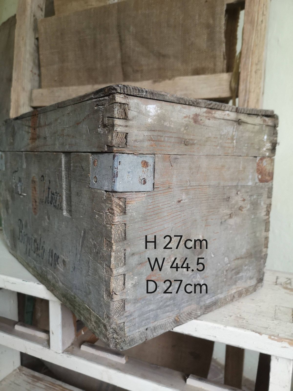 Antique Rustic Wooden Tool Trunk Or Painters Storage Box, Primitive 1900 Workman Box. Hand Crafted From Scratch, Shabby Patina photo 83.0