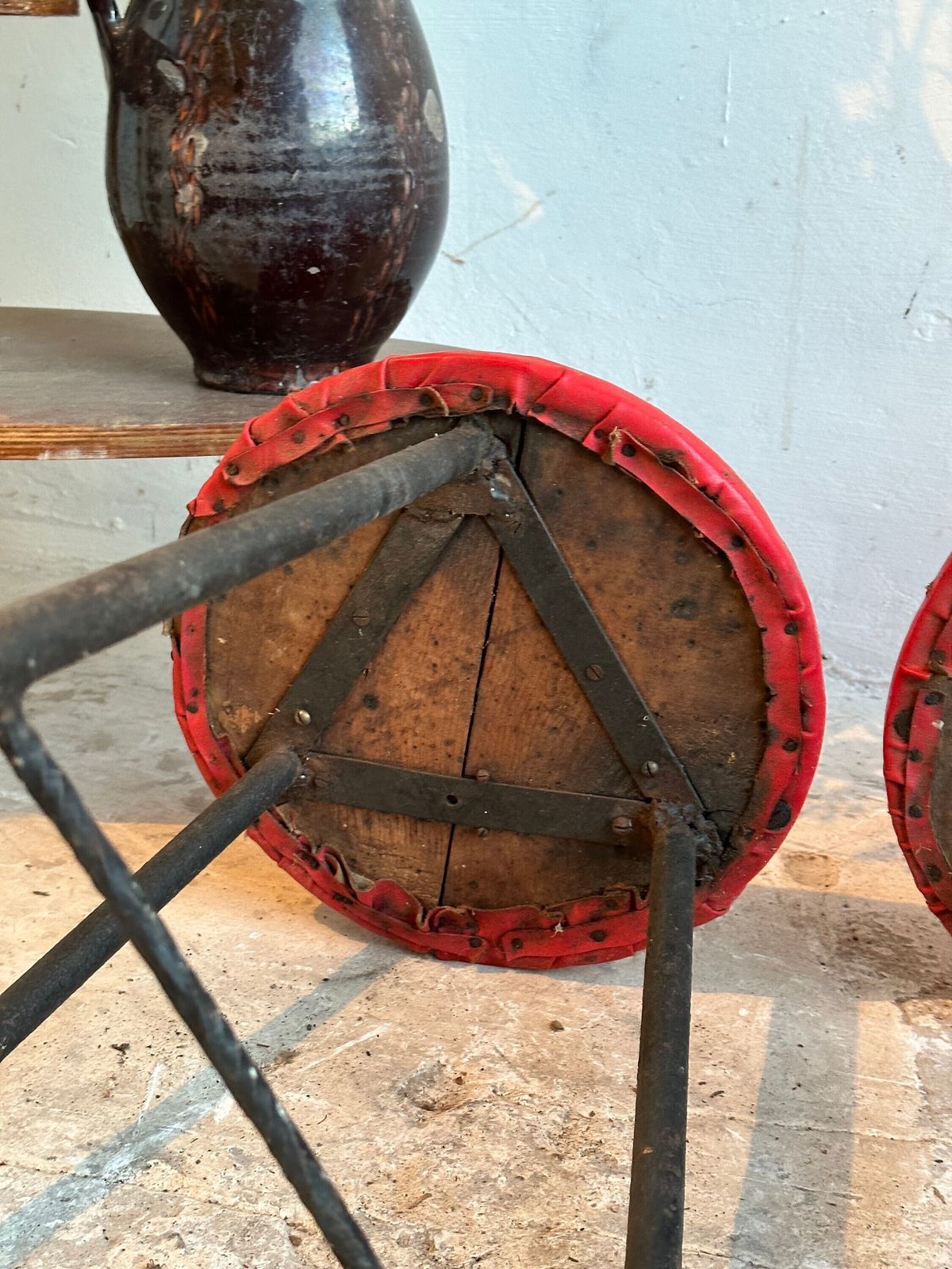 Vintage 1960s German Made Iron Pub Stools Set Of 2   Authentic, Sturdy, And Reclaimed From Budapest Eatery   Timeless Pieces For Your Space! photo 136.0