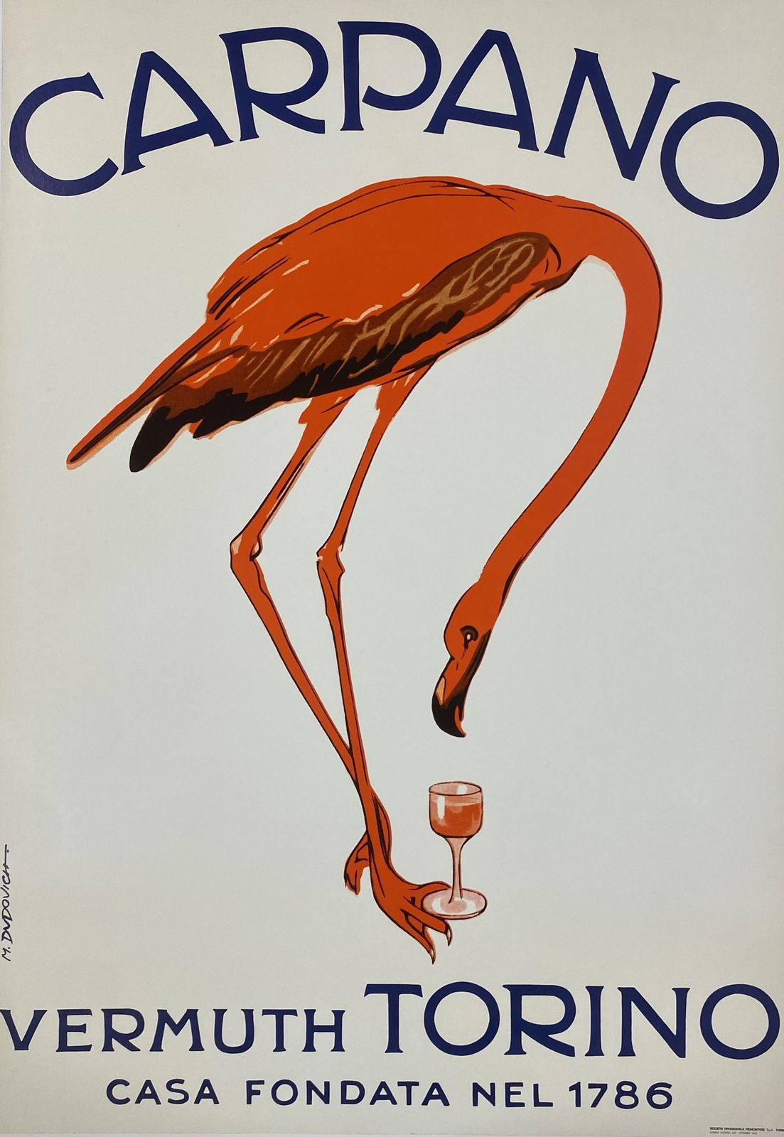 Marcello Dudovich, C.A. 1980s   Carpano   Original Vintage Affiche  Printed In Offset Lithography Cm 99 X 69