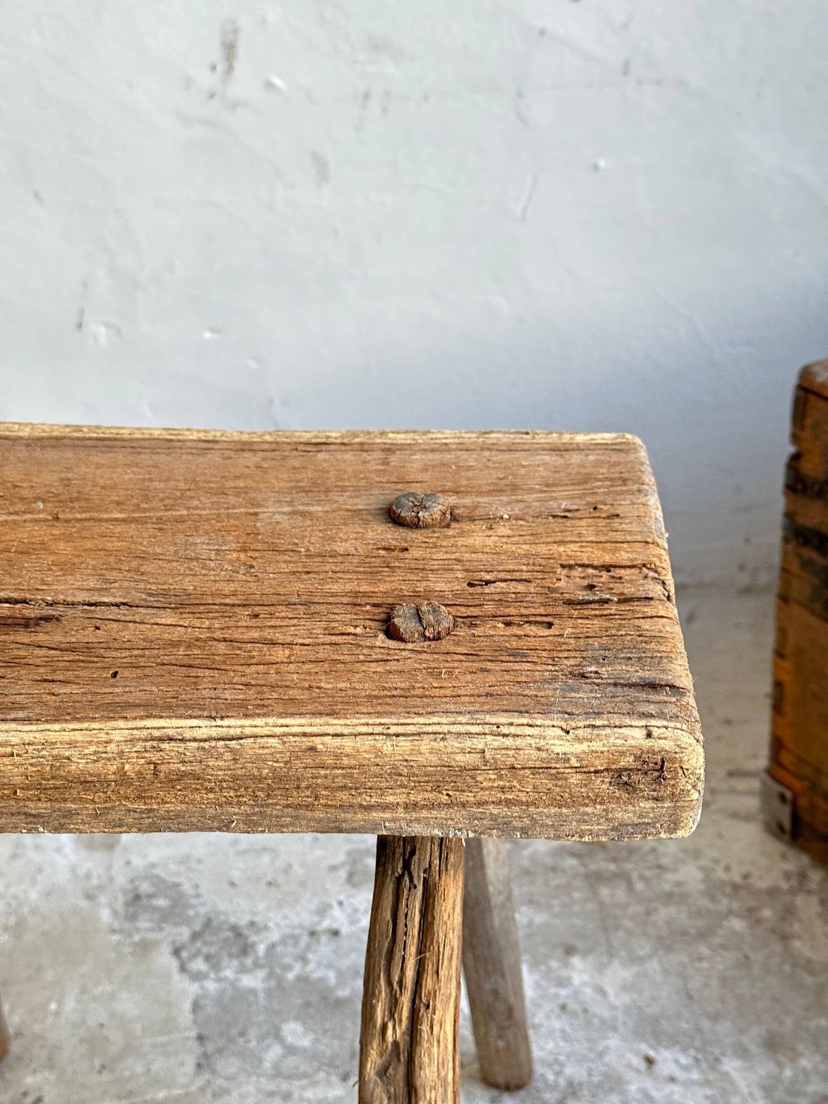 Vintage Rustic Hand Made Milking Stool Or Primitive Bedside Occasional Table. Hand Crafted In The Early 1900, Shabby Gnarly Patina photo furniture