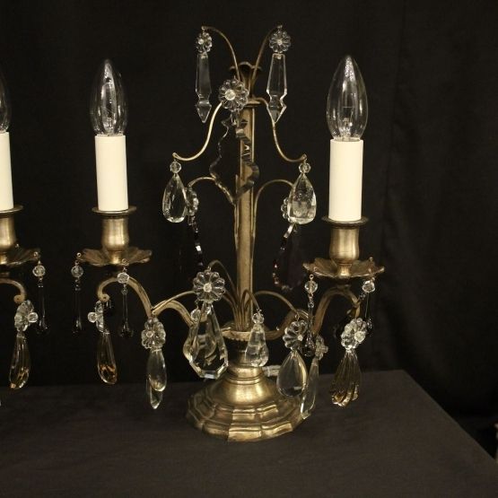 French Pair Of Silvered Twin Light Candelabra photo furniture