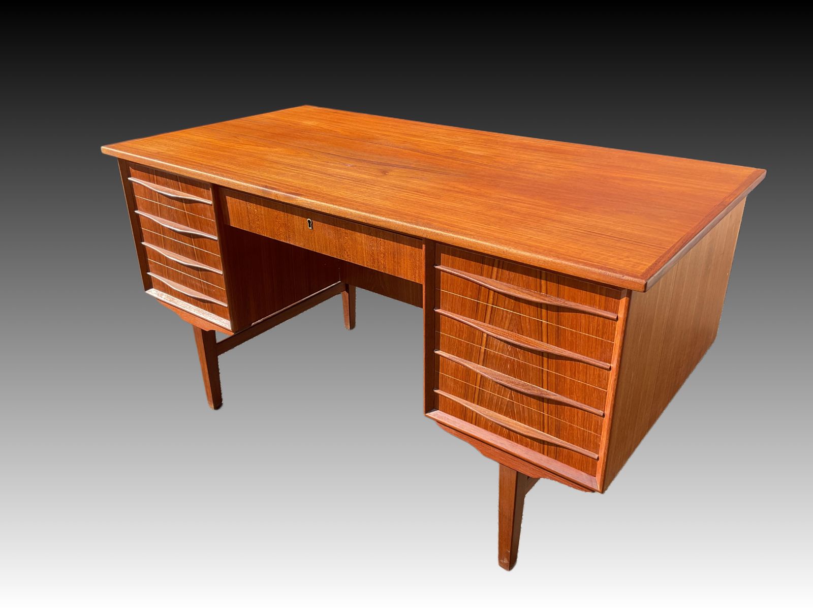 photo furniture Danish Teak Pedistal Desk In Mid Century Design 1970s