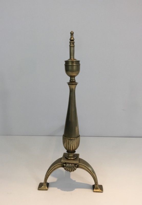 Pair Of Neoclassical Brass And Wrought Iron Andirons. photo buy