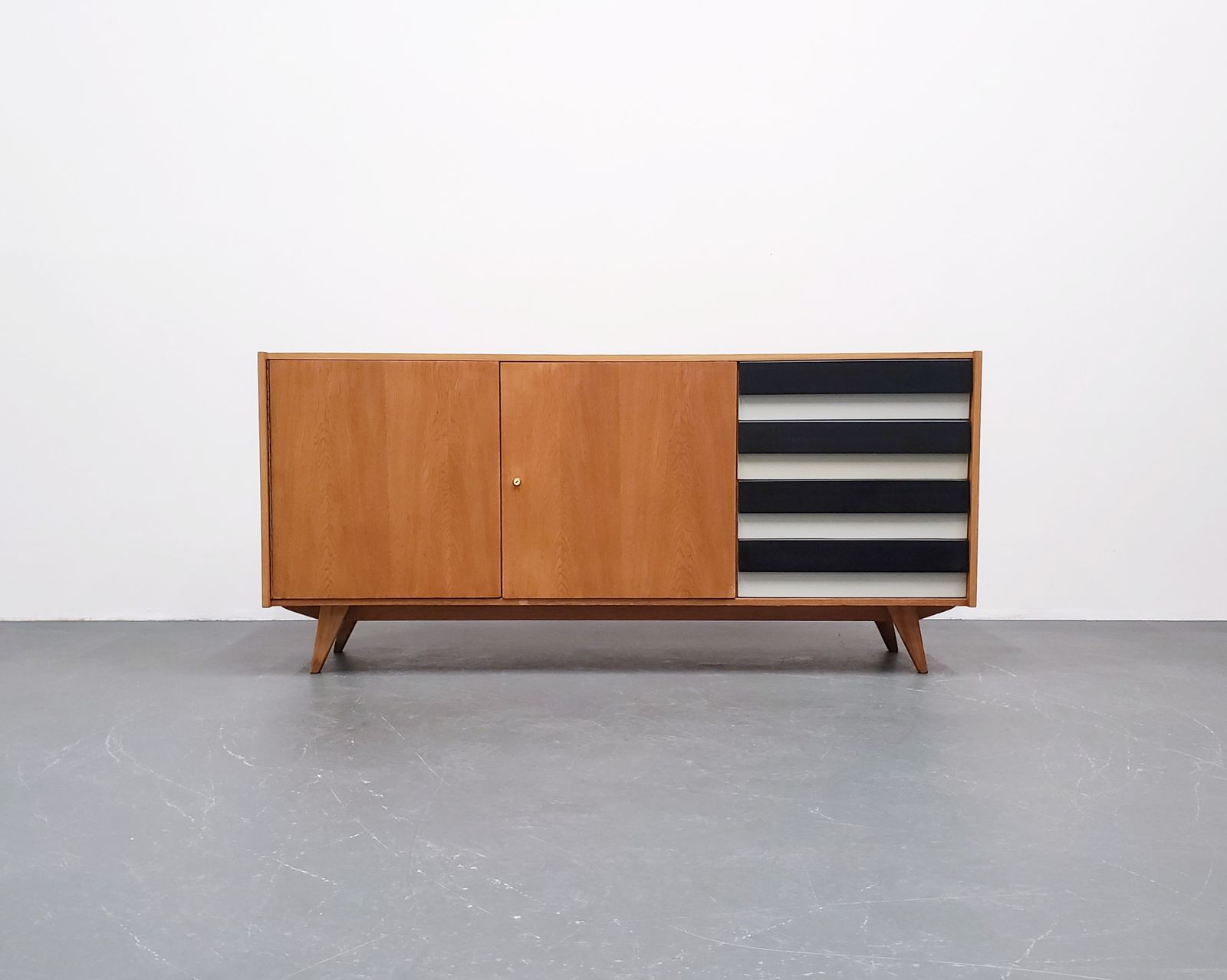 1966 Jiri Jiroutek Sideboard, Model U 460 In Black And White
