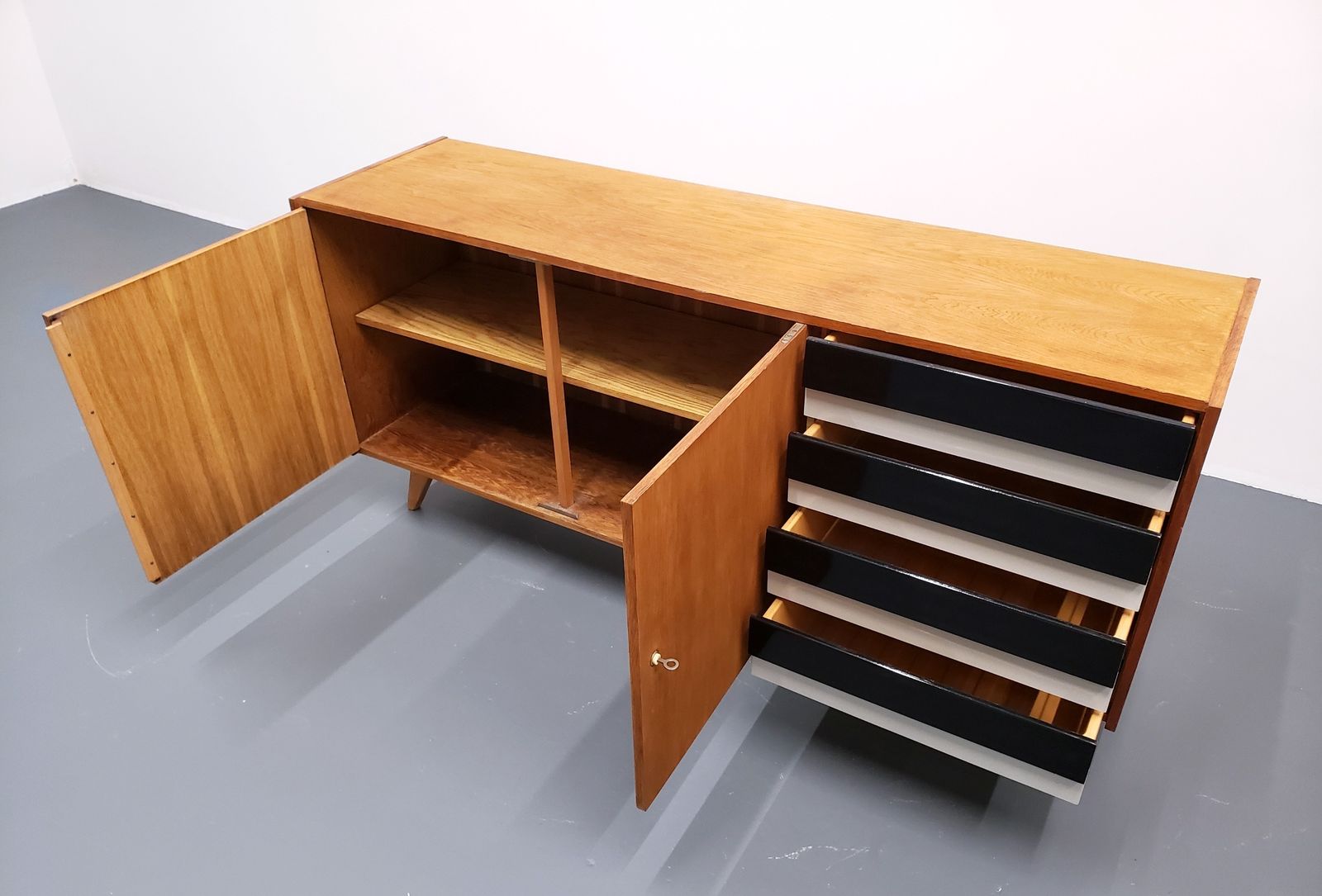 1250.0 1966 Jiri Jiroutek Sideboard, Model U 460 In Black And White photo