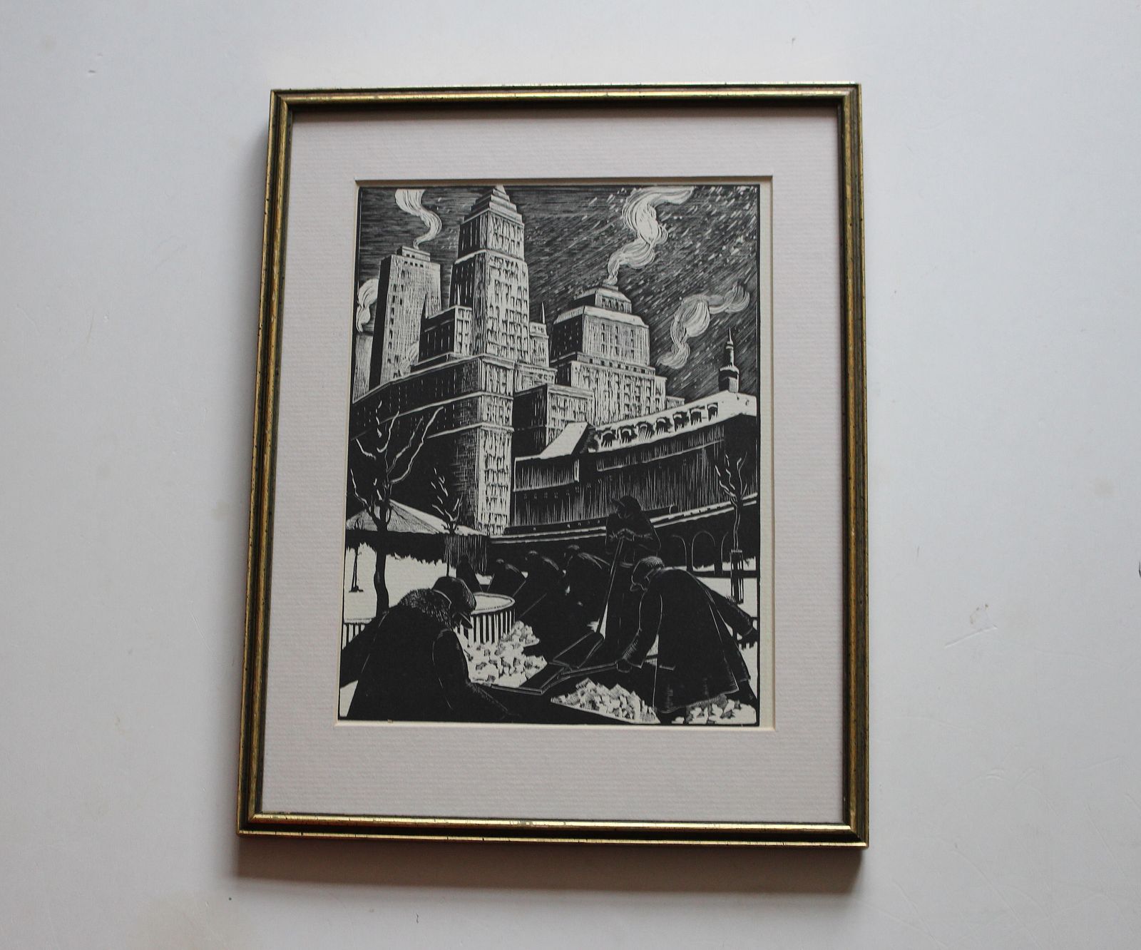 ‘Snow Shovellers New York’ Lithograph Print From A Woodblock Engraving By Clare Leighton C1929 photo furniture