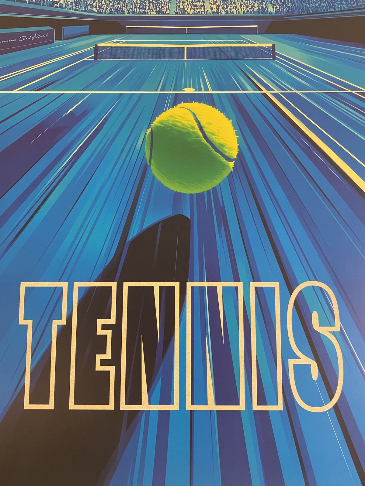 Pollux, 2020s   Tennis   Original Poster Printed In Offset With Detached Screen (Invisible)   Cm 98x 68   In 38,6 X 26,8   Hand Signed Lower Right photo Art