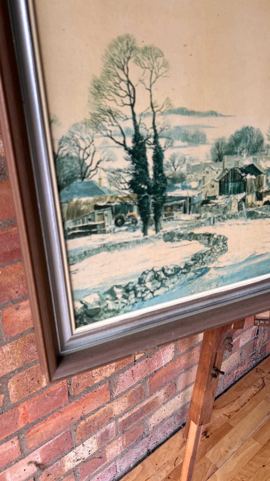 Extra Large Framed Reproduction Of 'Testing The Ice, Monyash Village' By M. D. Barnfather photo for sale
