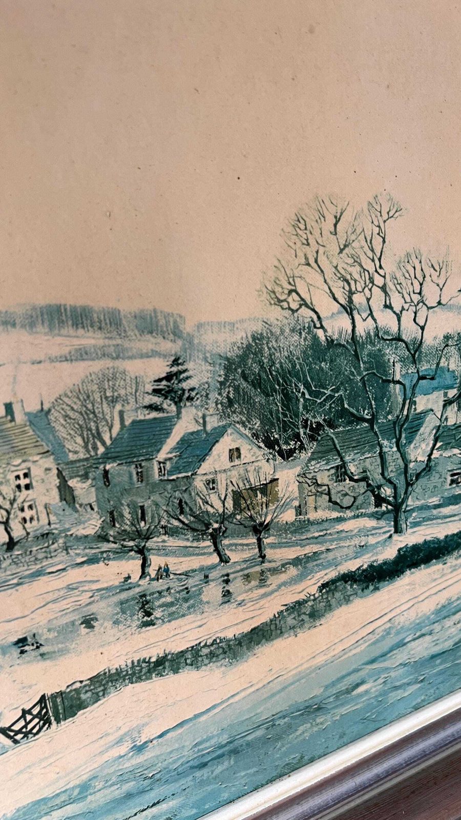 Extra Large Framed Reproduction Of 'Testing The Ice, Monyash Village' By M. D. Barnfather photo vinterior
