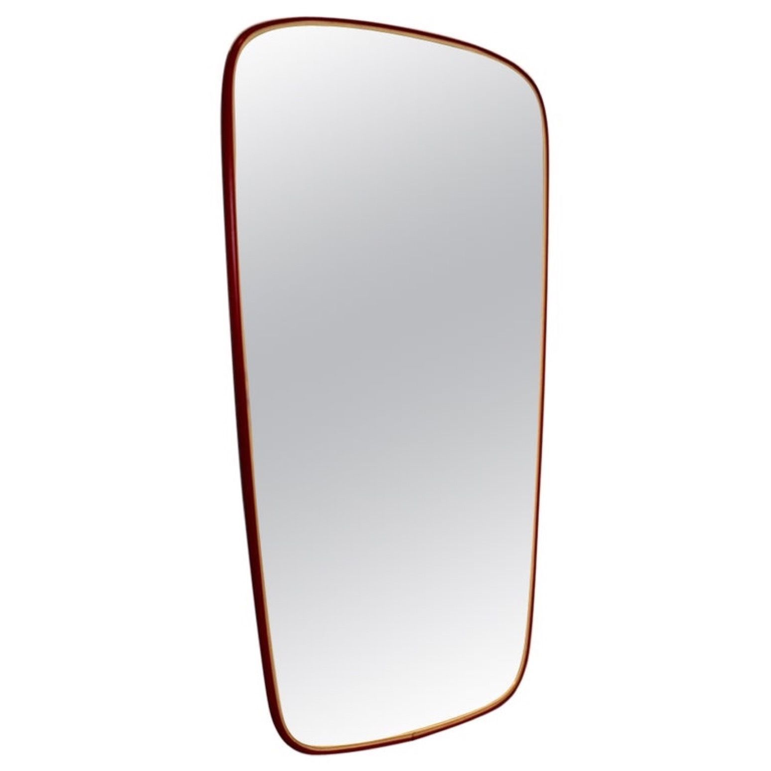 Red Framed Mid Century Mirror, France photo vinterior