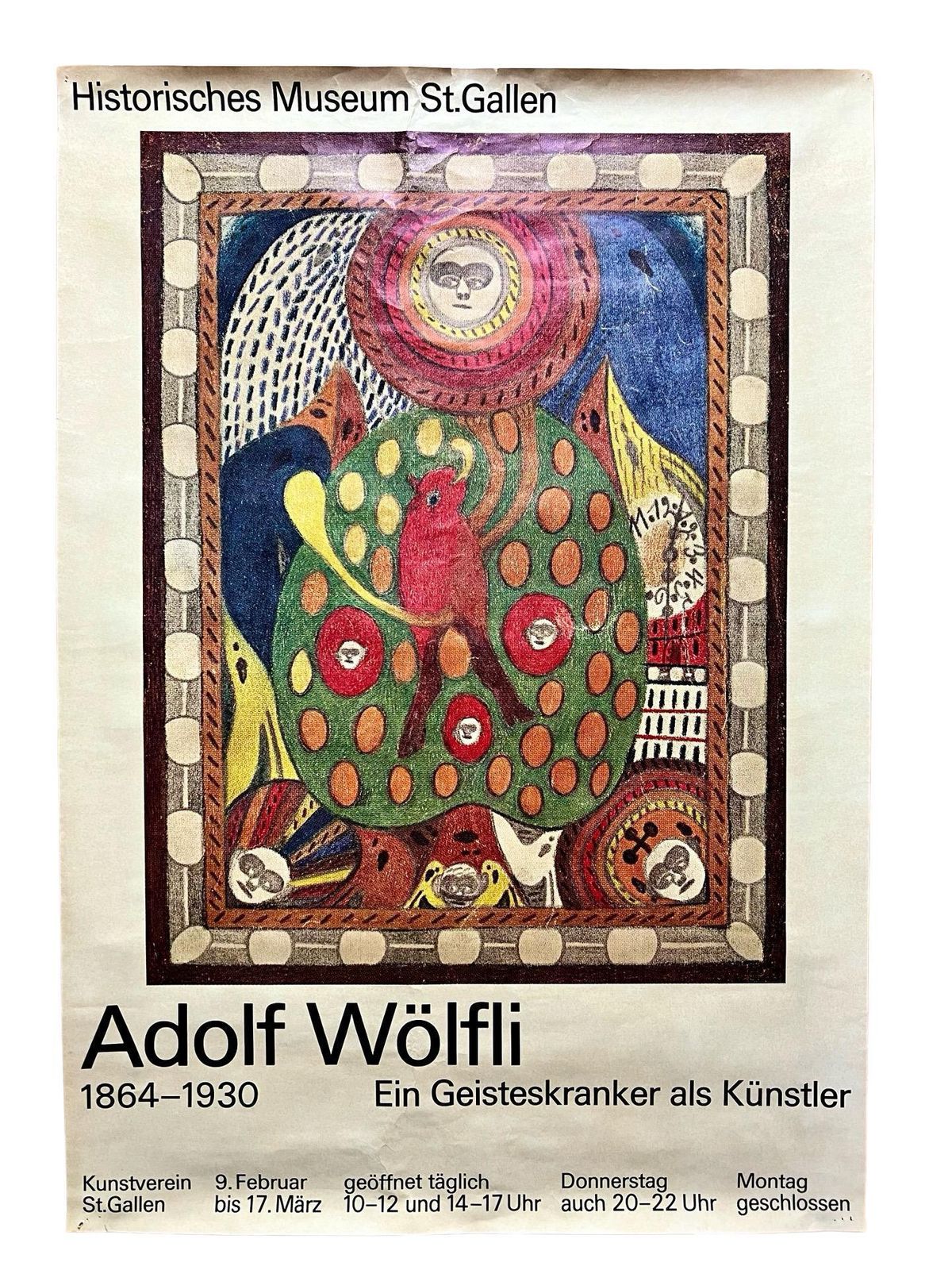 Adolf Wolfli Offset Lithograph Poster For Historisches Museum St. Gallen, Outsider Art, Art Brut, 70s, Gallery Wall, New Home Gift Idea