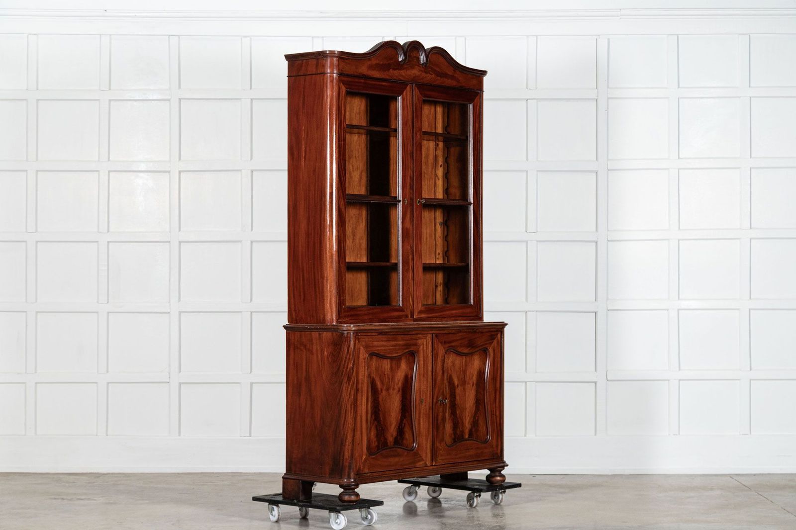 19thc French Flame Mahogany Glazed Bookcase photo for sale