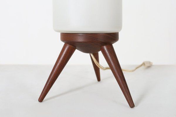 Mid Century Modern French Table Lamp With Opaline Glass Shade, 1960s photo buy