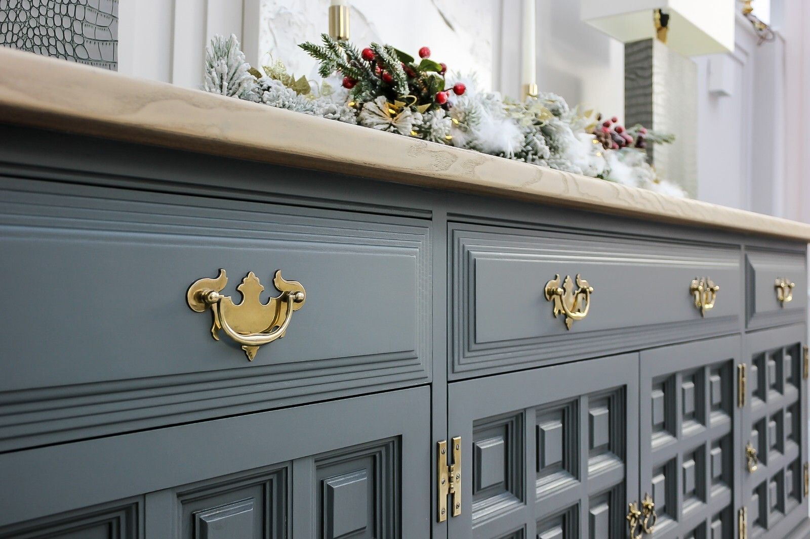 Vintage Antique Oak Sideboard Dining Room Table Dresser Console Unit Showhome photo Meubels