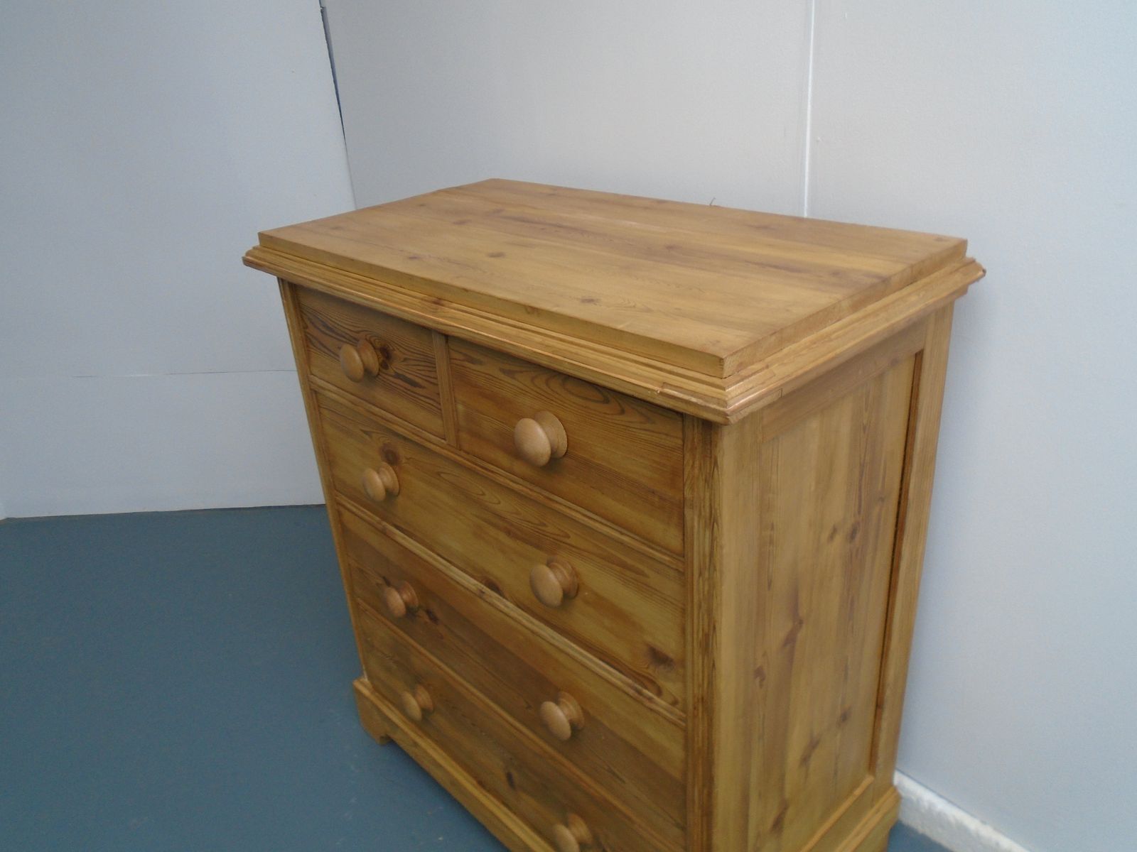 A Narrow Panelled Victorian Pine Waxed 5 Drawer Chest Of Drawers photo furniture