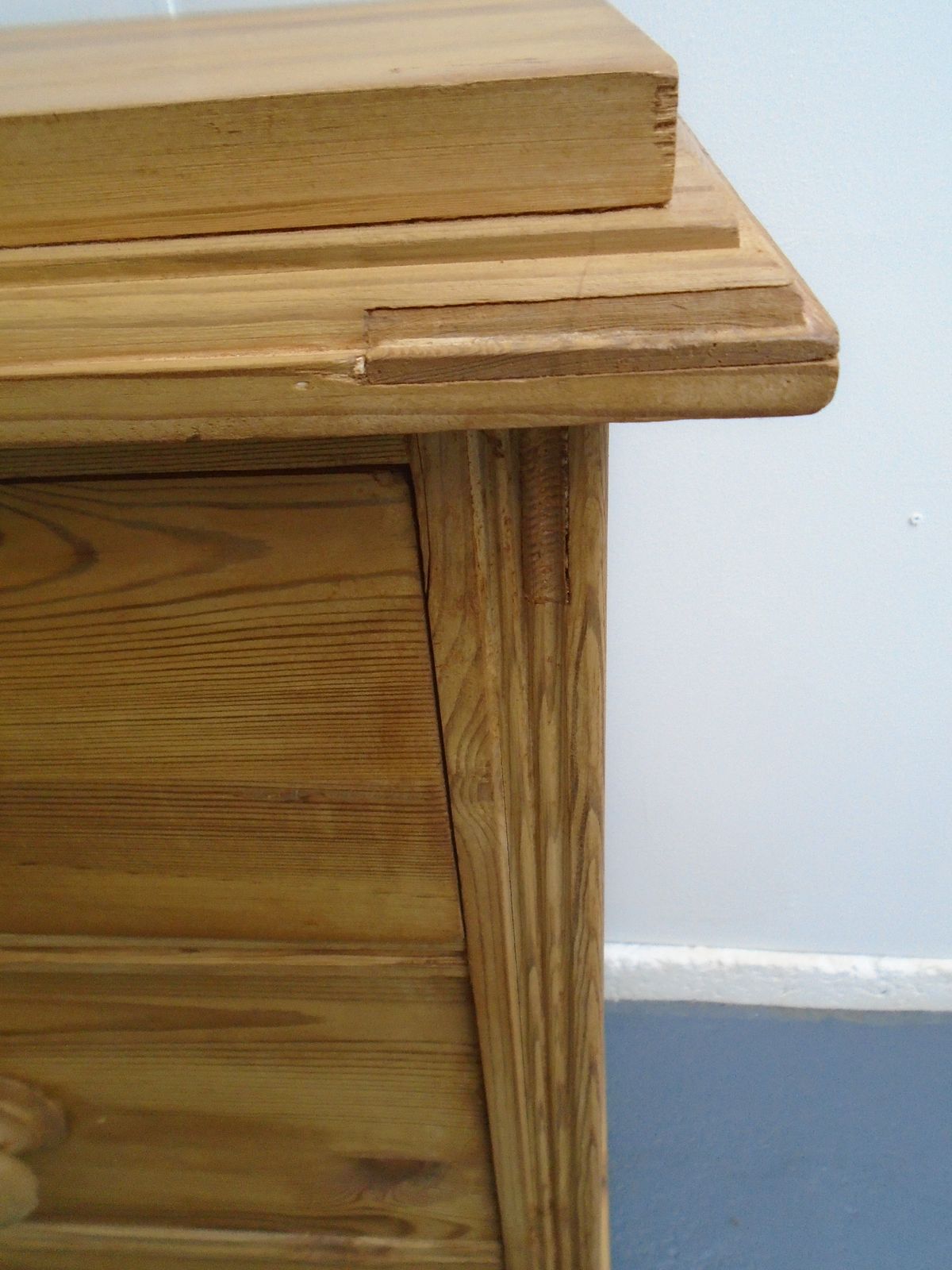 A Narrow Panelled Victorian Pine Waxed 5 Drawer Chest Of Drawers photo Furniture