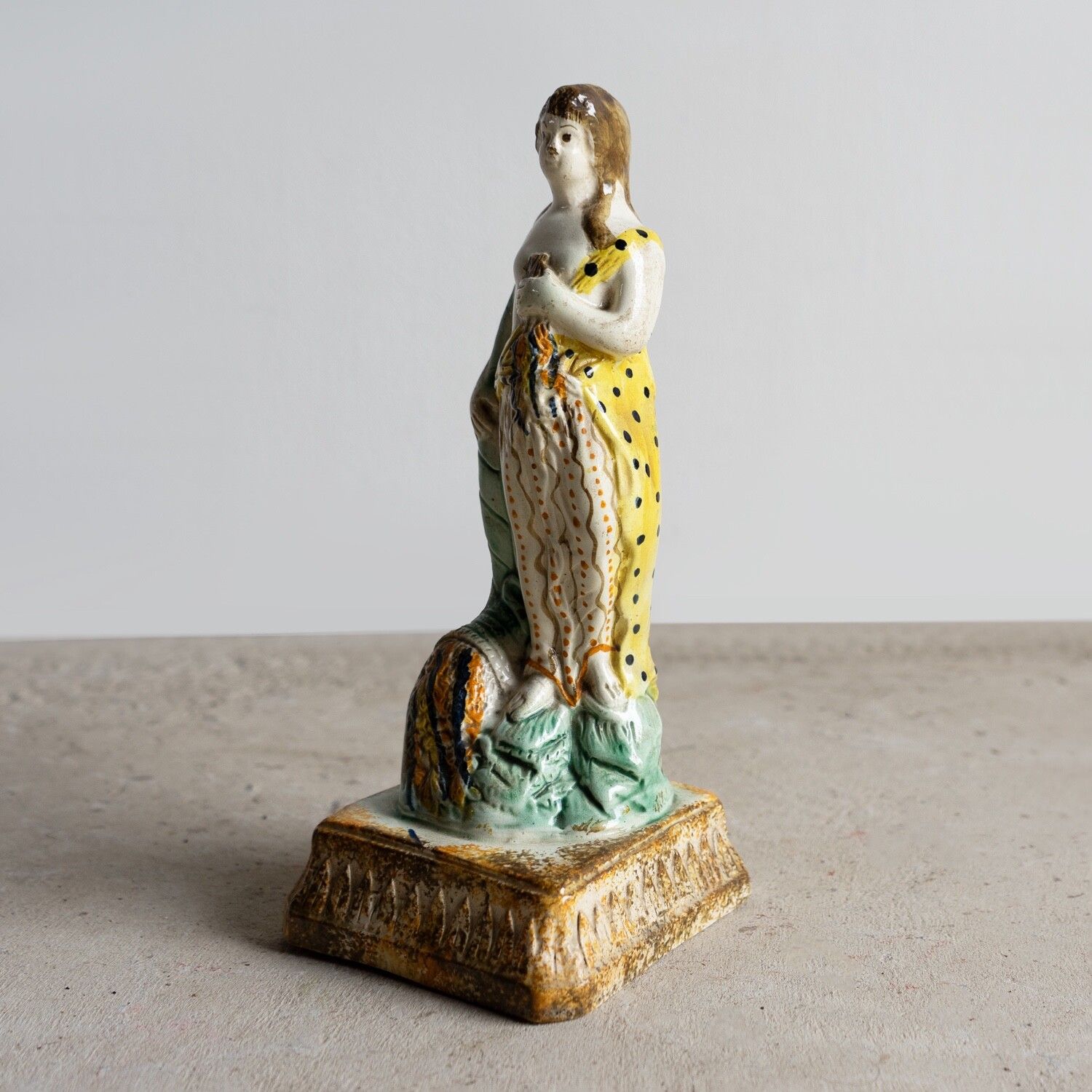 Antique Georgian Prattware Pottery Figure, Flora The Goddess Of Spring, C. 1800 photo buy