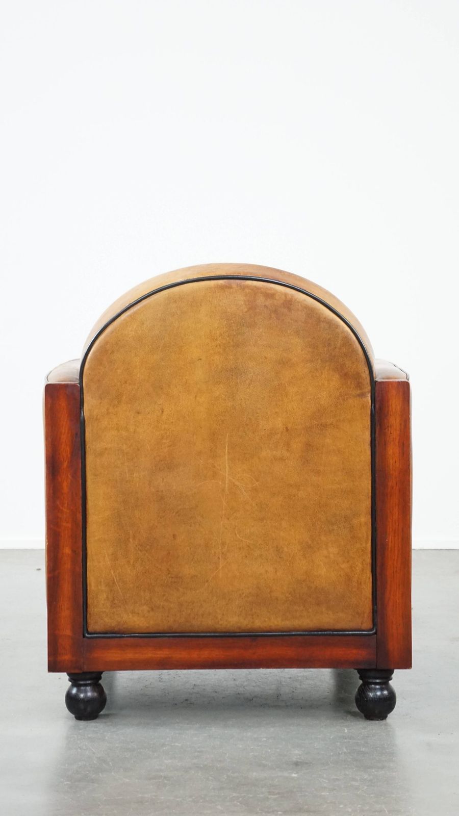 Timeless, Sleekly Finished Sheepskin And Wooden Art Deco Design Armchair With Ball Legs photo Furniture