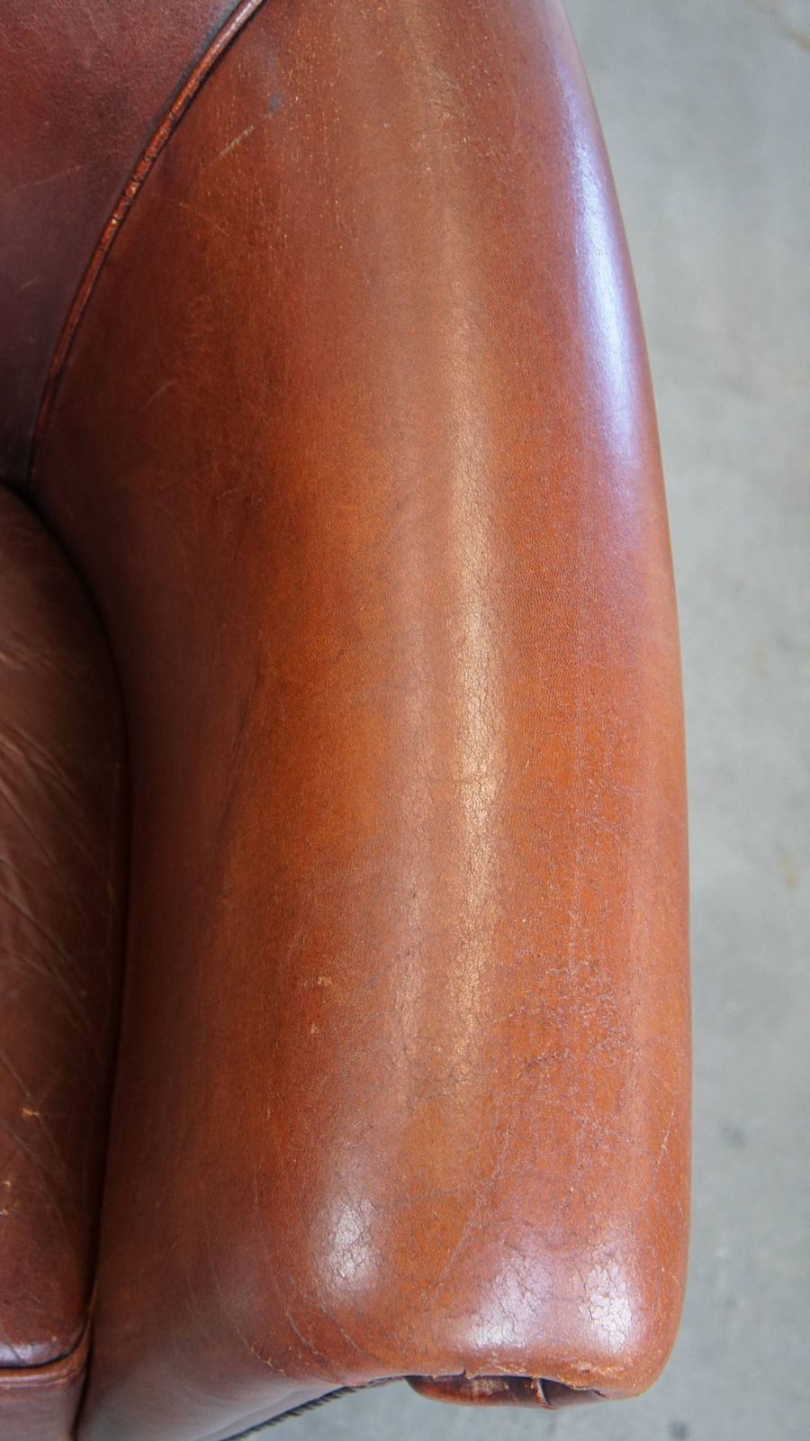 Comfortable Vintage Sheepskin Club Chair In English Style With A Beautiful Patina photo vintage
