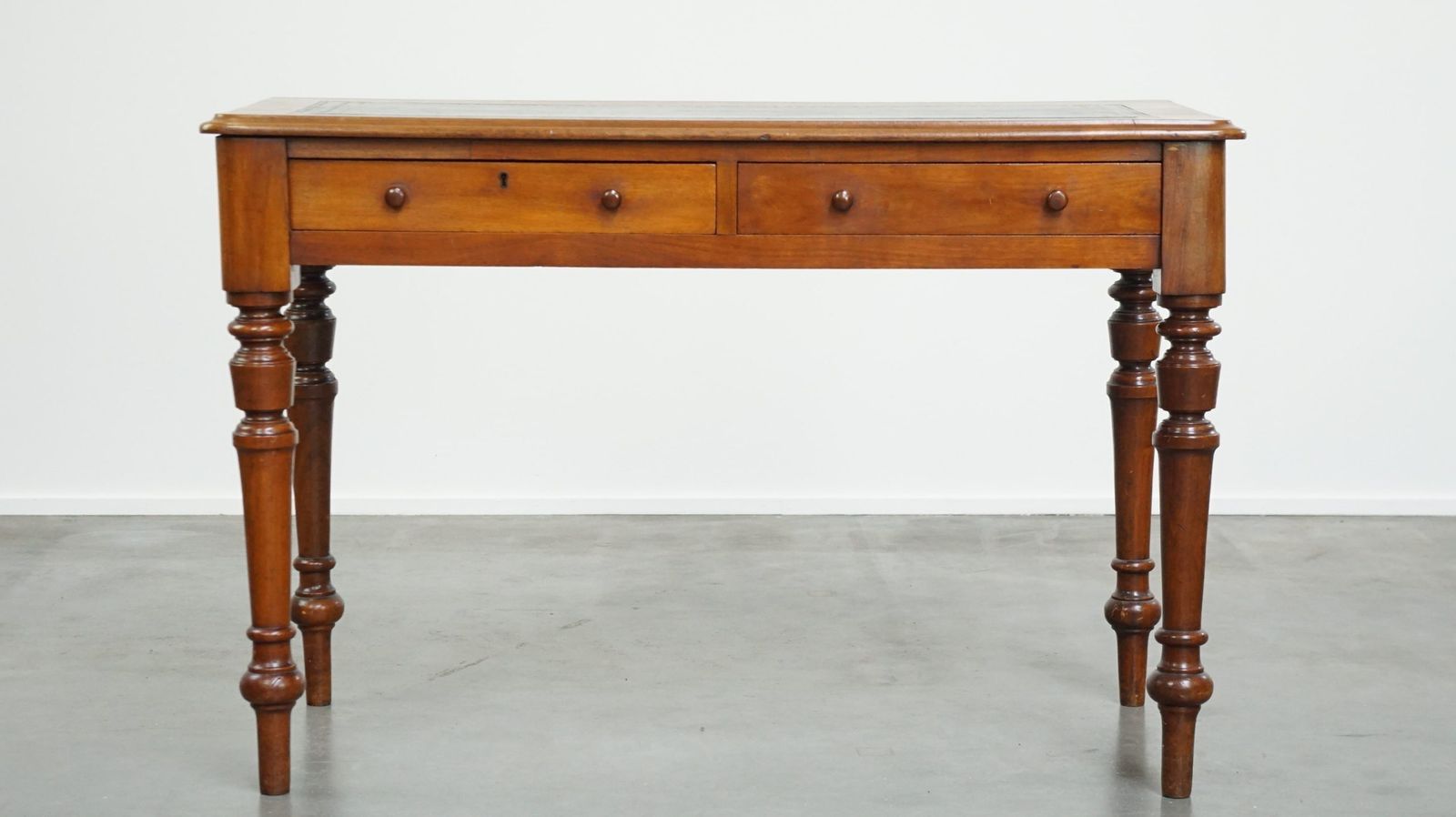 Beautiful, Graceful And Elegant Antique English Writing Desk/Hall Table With A Leather Top photo for sale