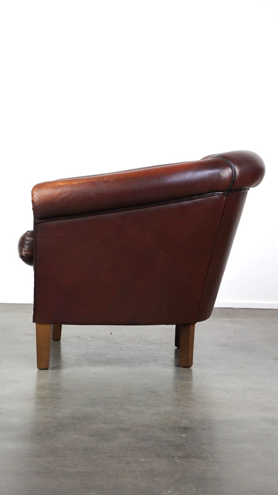 Nice Sheepskin Club Chair With A Beautiful Patina photo 816.8081999999999