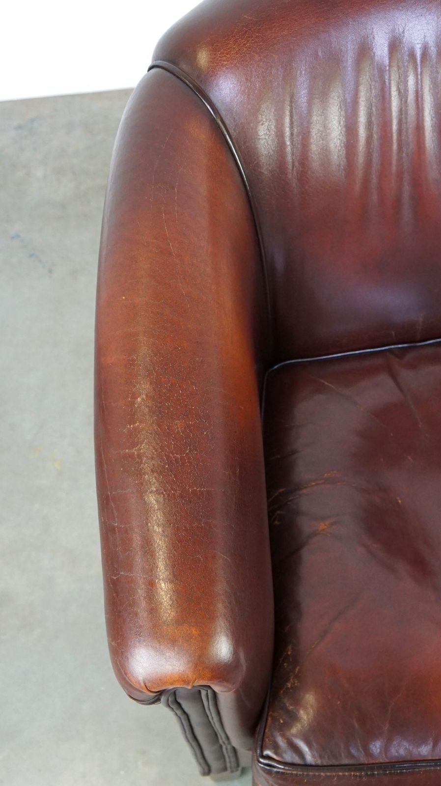 Nice Sheepskin Club Chair With A Beautiful Patina photo buy