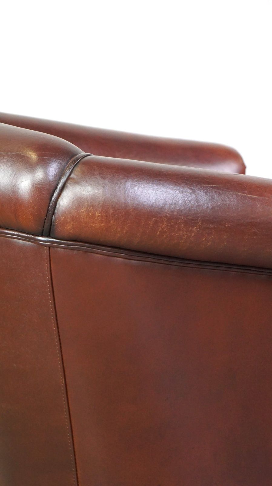 816.8081999999999 Nice Sheepskin Club Chair With A Beautiful Patina photo