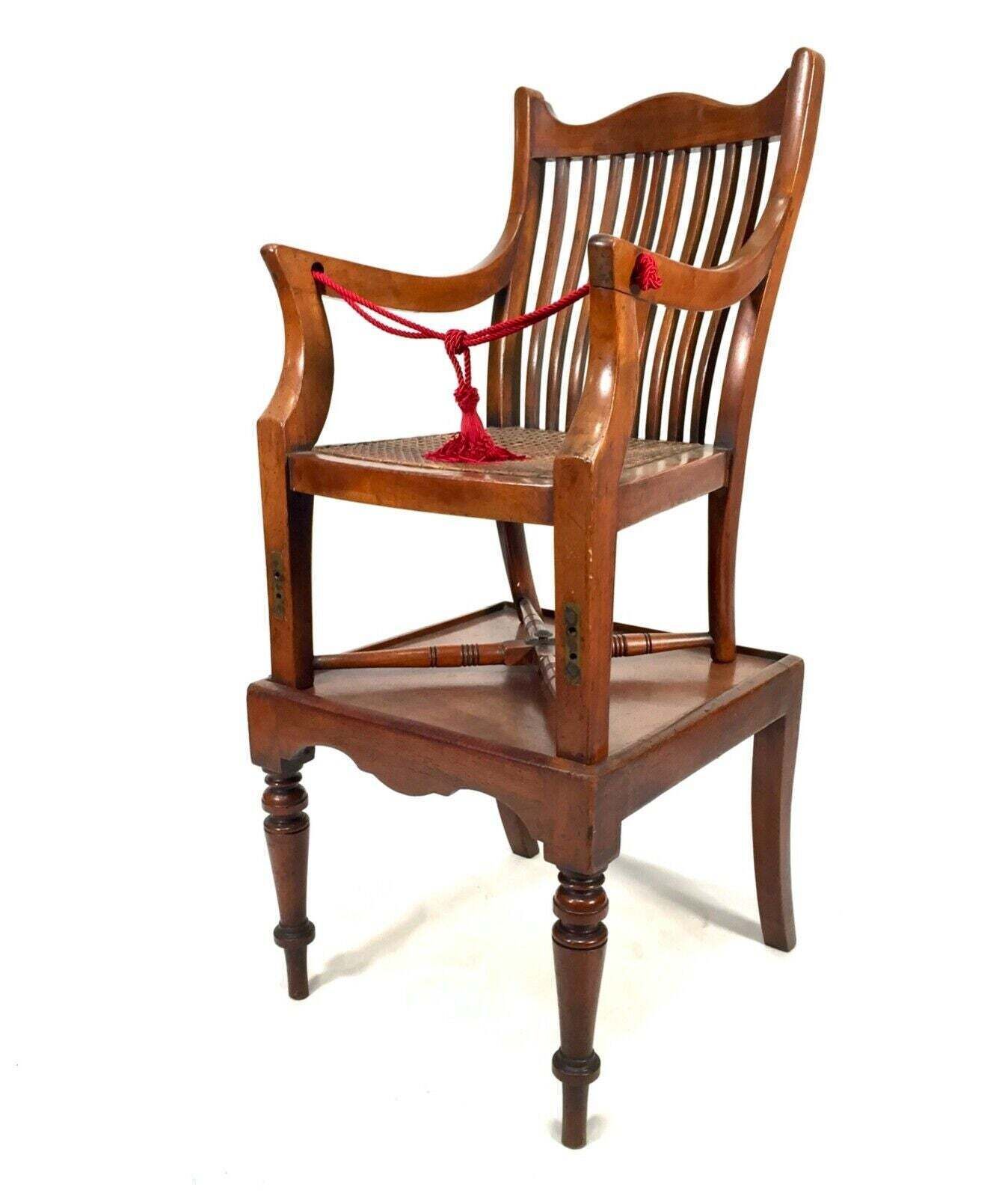 Antique Wooden Mahogany 19th Century Regency Period Childs High Chair C.1830 photo 249.0