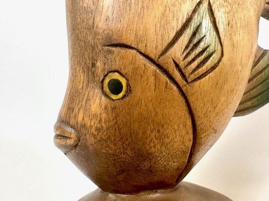 Vintage 20th Century Wooden Carved Fish Bookends, 1960s, Set Of 2 photo buy