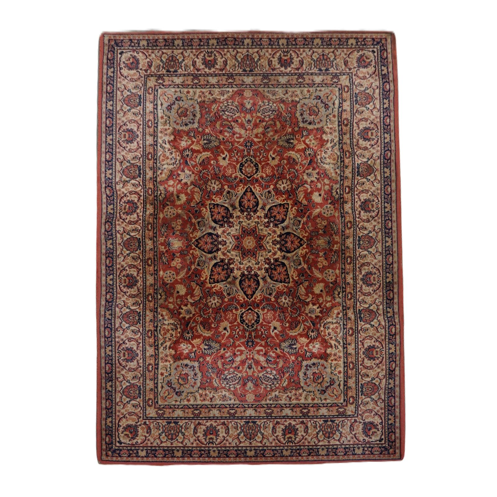 Beautiful Oriental Rug With Cream, Blue, Red And Pink, 246x172cm