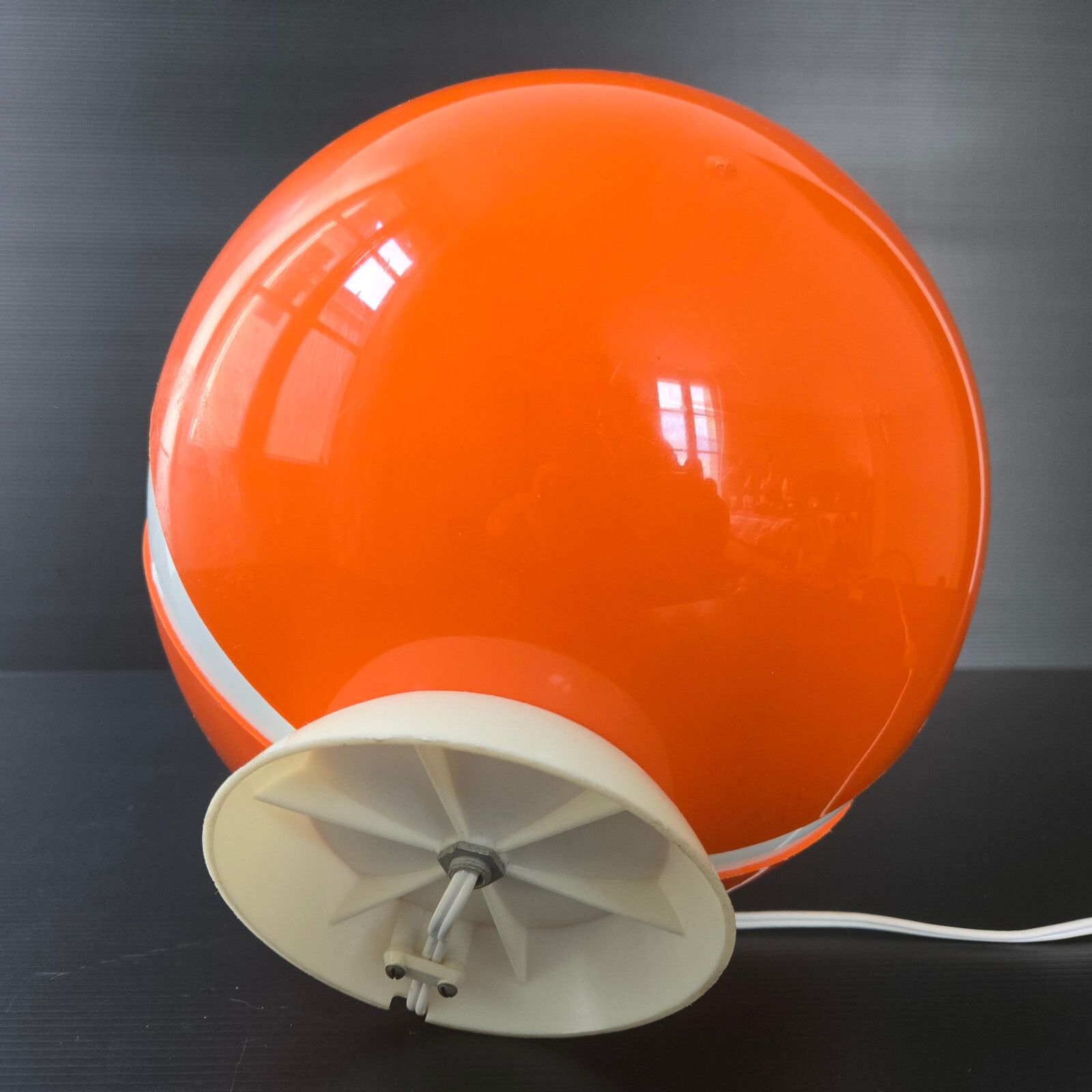 Pair Of Vintage 1960s Space Age Plastic Lamps Orange & White 60s 60s photo vintage