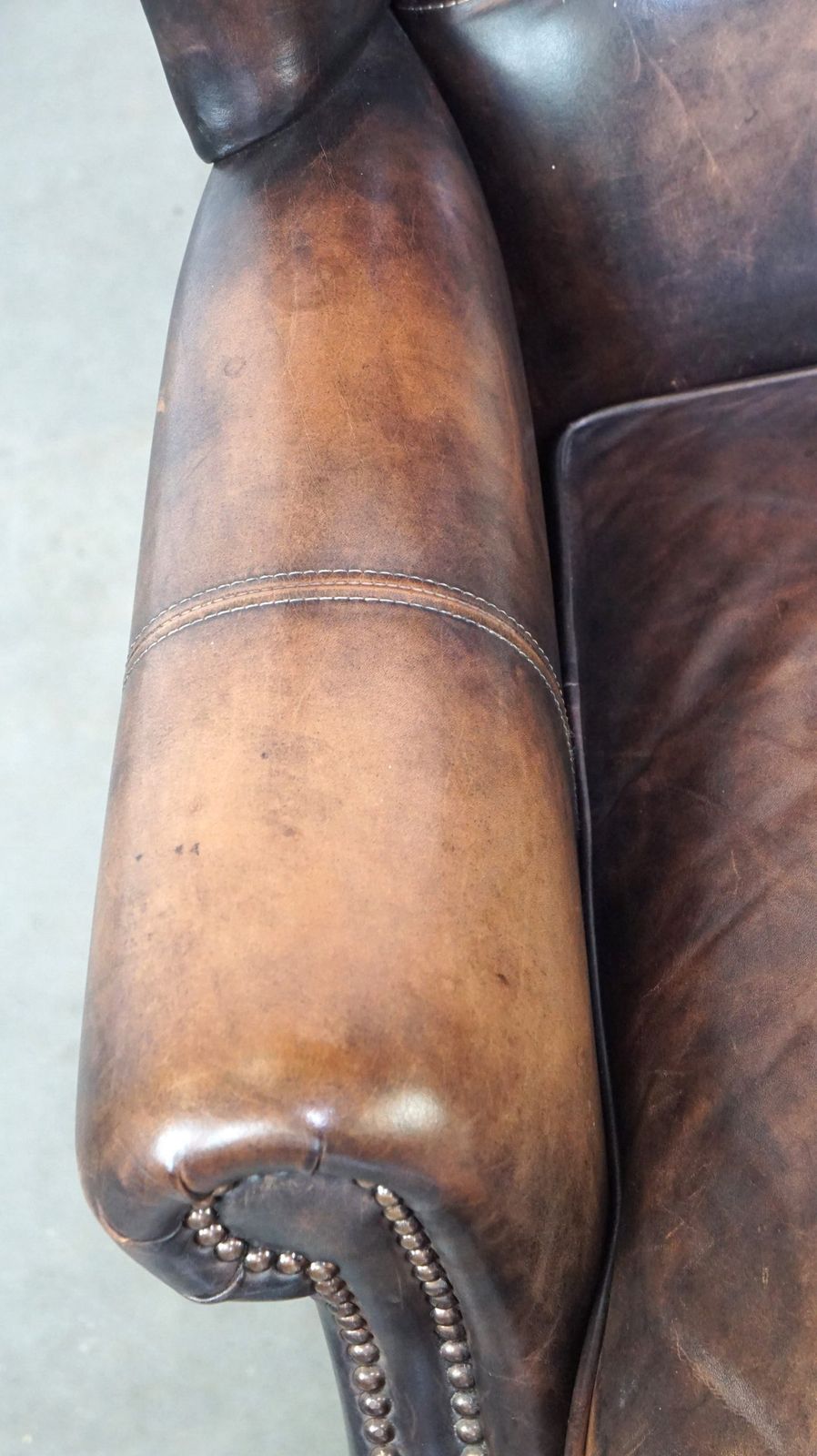 English Style Cowhide Leather Wing Chair With Special Colours And Great Seating Comfort photo vintage