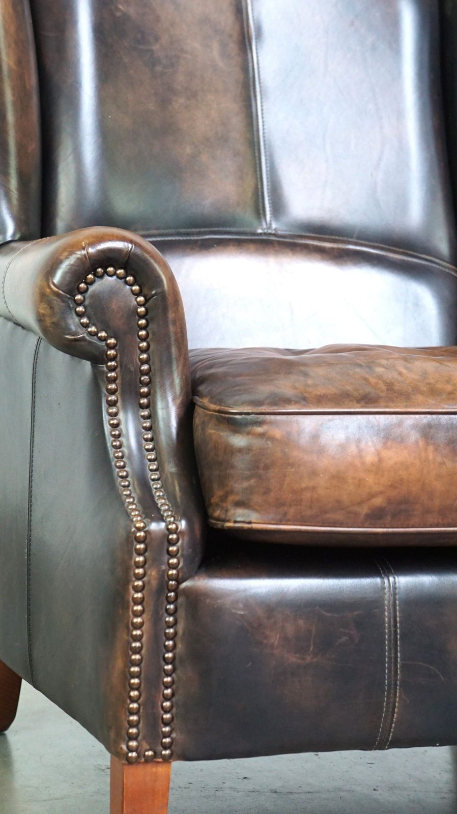 photo for sale English Style Cowhide Leather Wing Chair With Special Colours And Great Seating Comfort