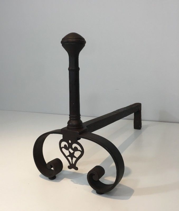 Pair Of Wrought Iron Andirons. photo buy