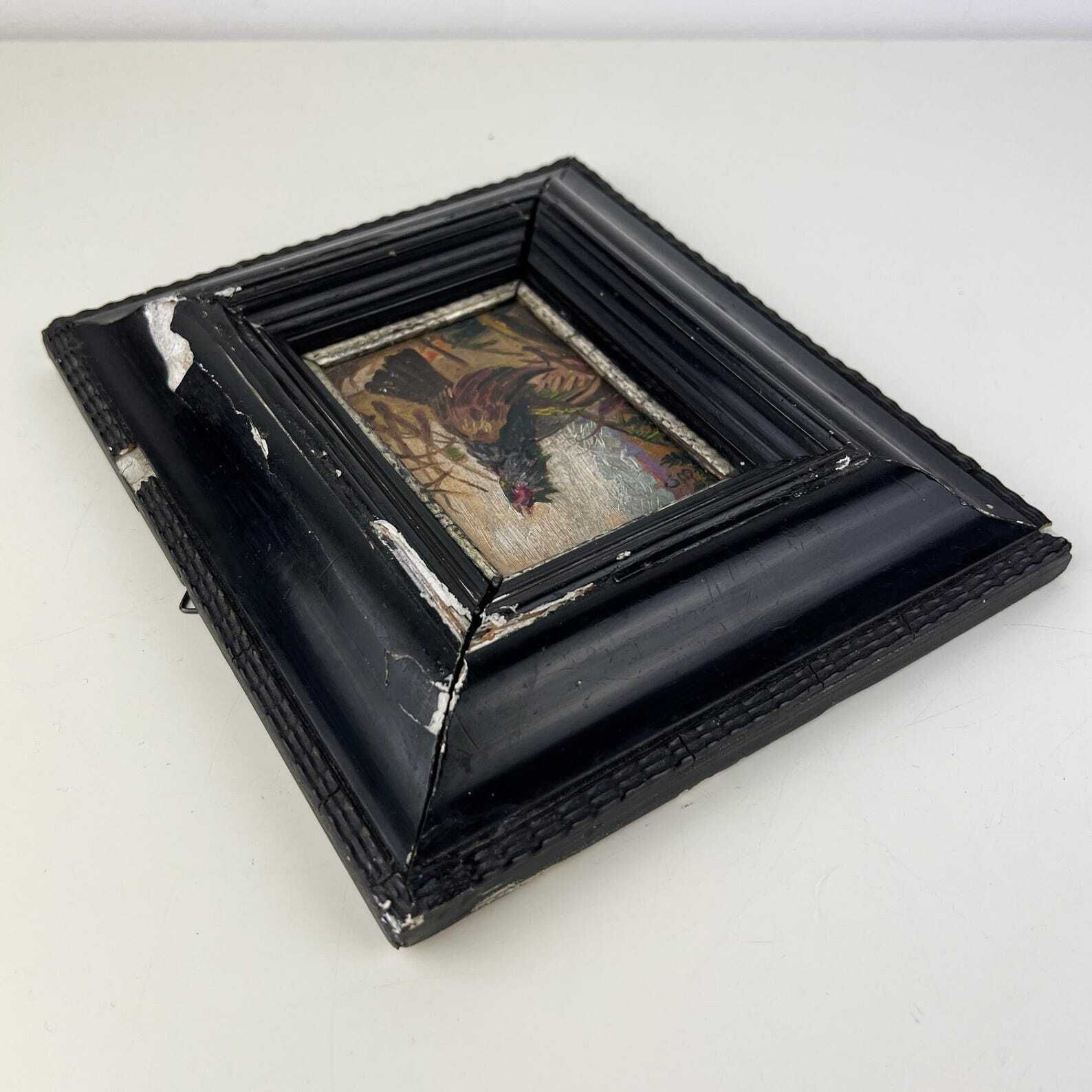 Original Miniature Framed Oil Painting Of Western Capercaillie photo Art