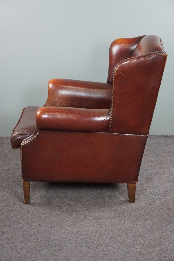 Warm Brown Sheepskin Wing Chair With Character photo 778.8927