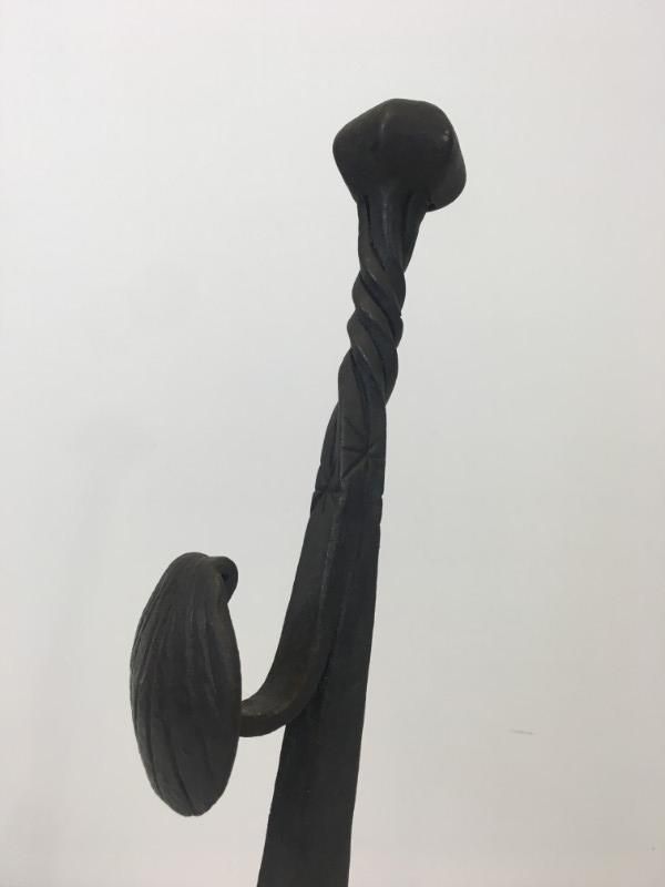 Pair Of Wrought Iron Andirons With Double Bars. French. photo vintage