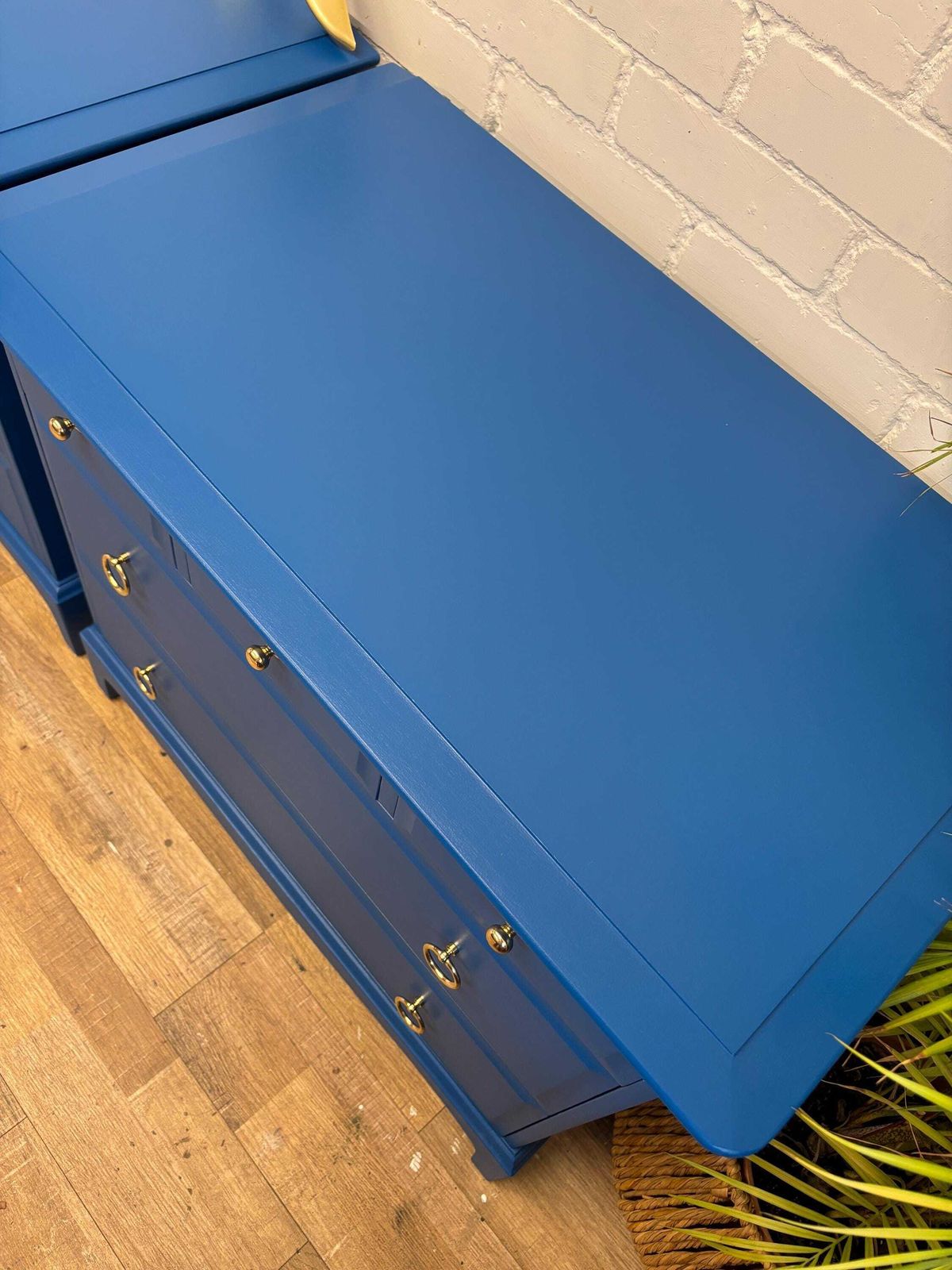 Stag Minstrel Pair Of 3 Over 2 Chest Of Drawers Painted Blue photo vinterior