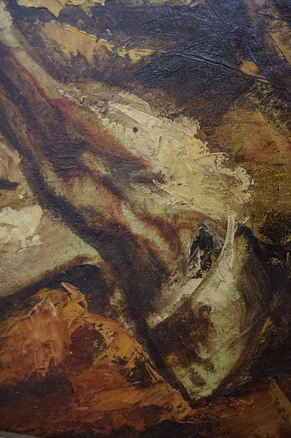 photo for sale Very Large And Impressive Painting Of Horses, Oil Painting