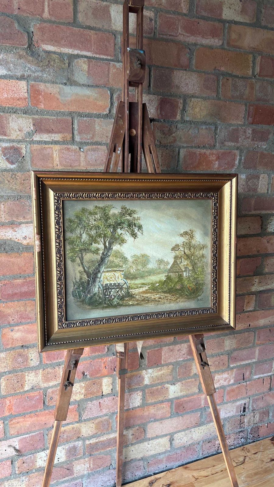 photo for sale Framed Mid Century Oil Painting – Rural Landscape Scene