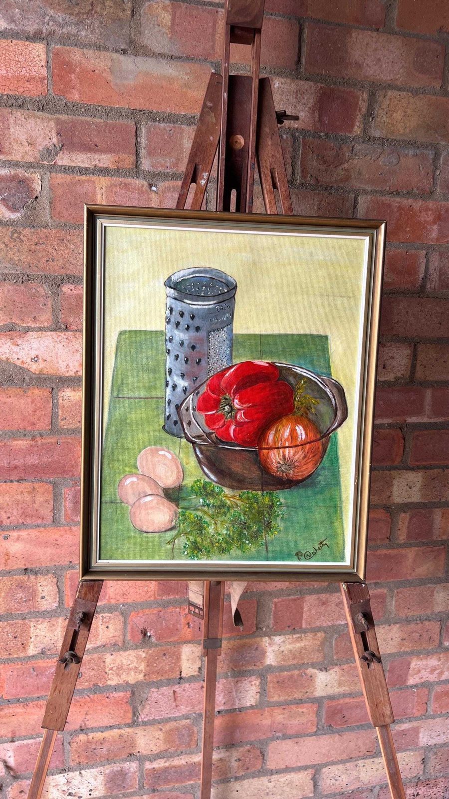 Framed Still Life Oil Painting "Red Pepper" By Pauline Doherty photo furniture