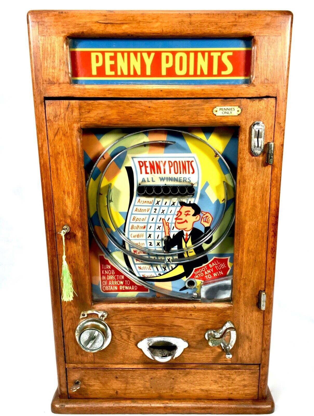 Antique 1950s Oliver Whales Penny Points Arcade Coin Operated Machine Working photo 1799.0