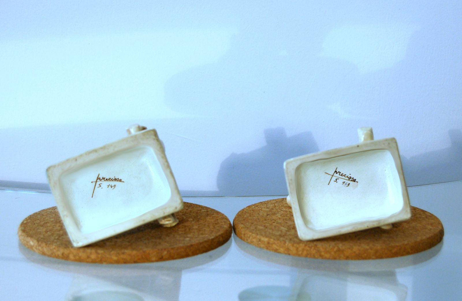 photo vinterior Preciosa Torino Pair Of Majolica Figurines / Italy 1940 Ca