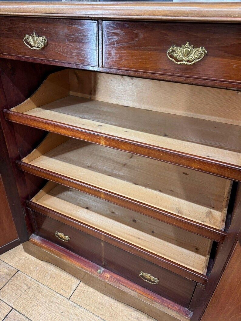 Antique Walnut Linen Cabinet / Clothes Cupboard / Drawers And Cupboard photo Furniture