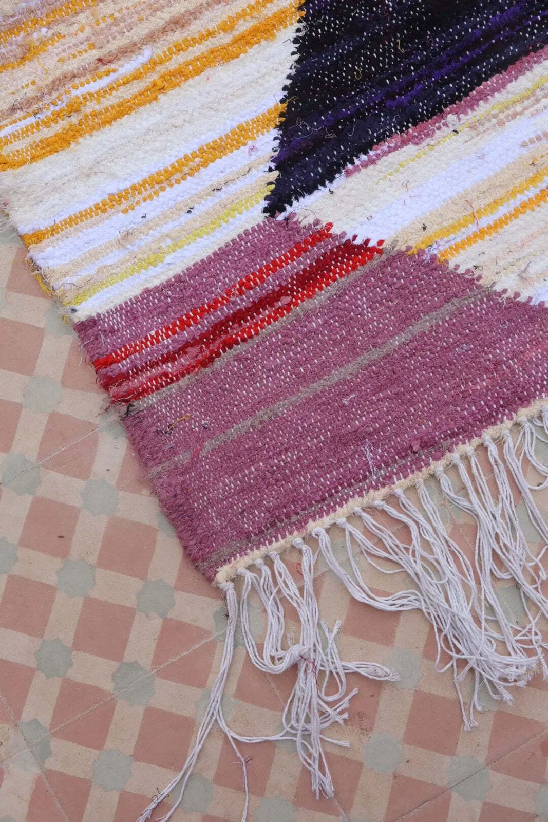 photo for sale Tapis Berbère Kilim Boucherouite Coloré Multicolore   260 X 150 Cm