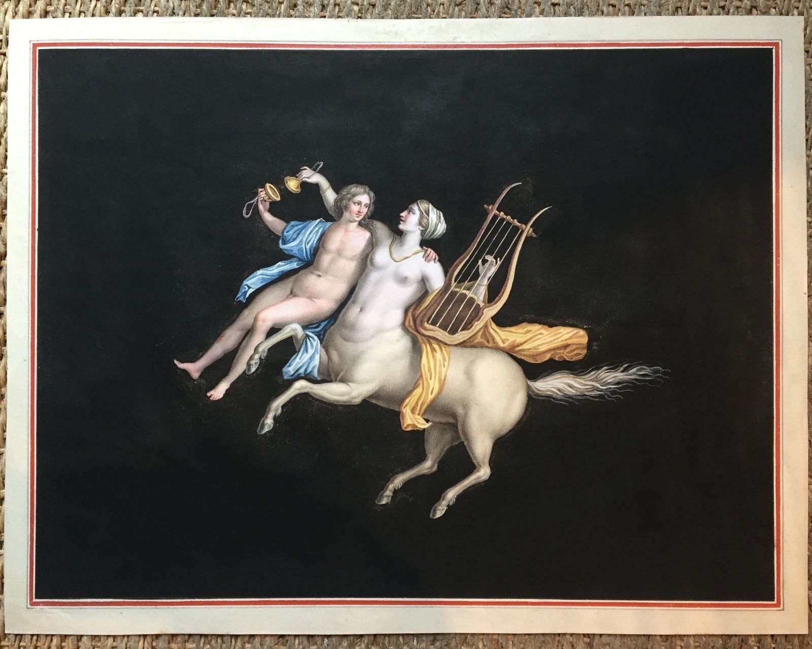 Maestri: Grand Tour Gouache Of Centaur Of The Villa Cicero photo for sale