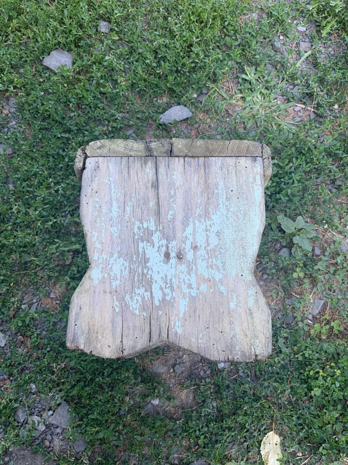 Res Scratch Built Antique Wooden Vintage Green Milking Stool Or Small Table, Rustic Farmhouse Seat Step Cute Pot Stand C1940s photo vinterior