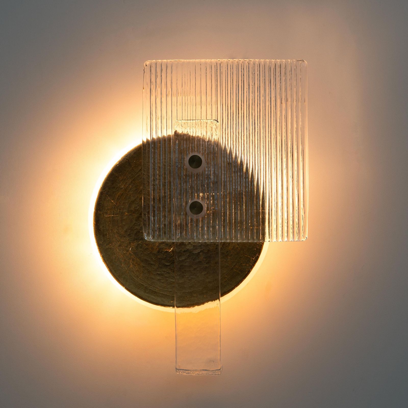 Pair Of Art Deco Murano Glass Sconces With Gold Texture, Italy, 21st Century photo Lighting