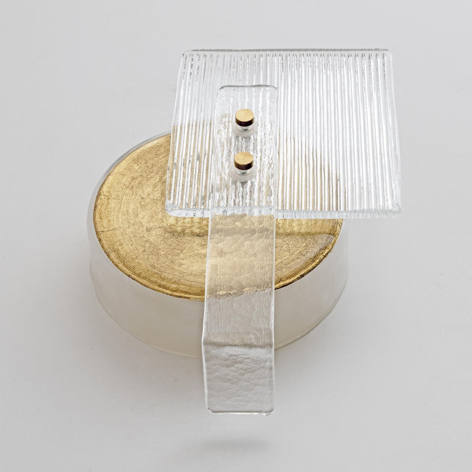photo for sale Pair Of Art Deco Murano Glass Sconces With Gold Texture, Italy, 21st Century