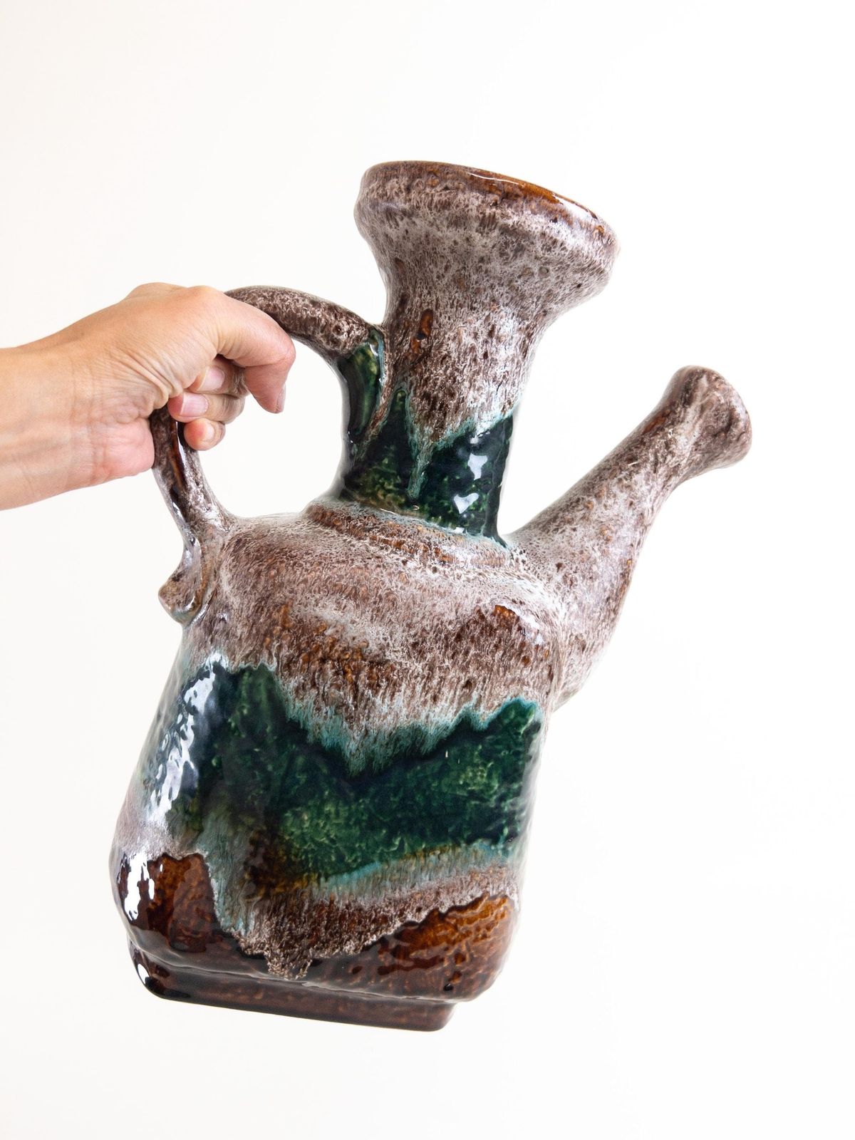 Xl Dümler And Breiden Fat Lava Vase   West German Pottery Water Jug   Green And White Fat Lava Ceramic Vase 605 35 photo furniture